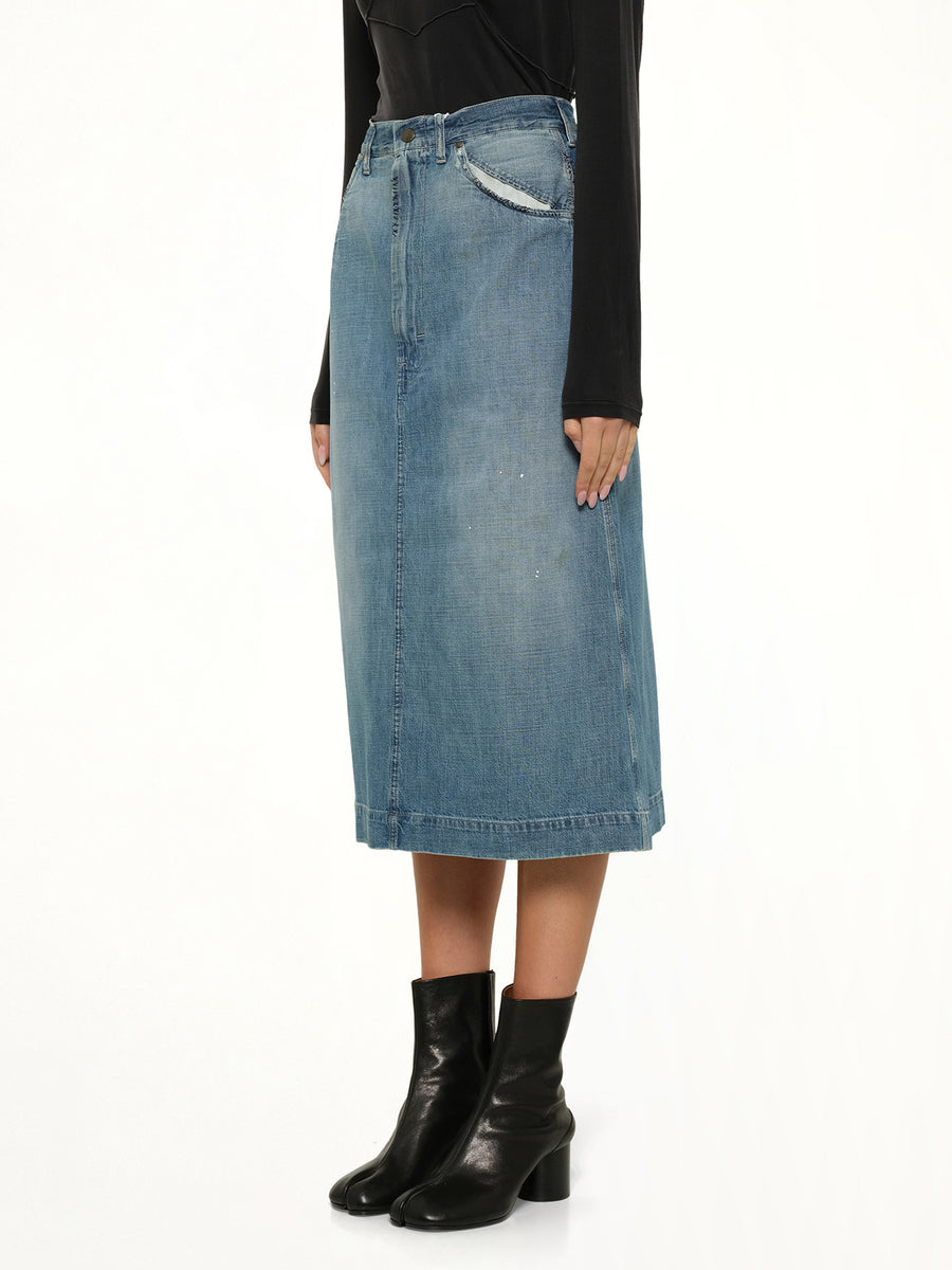 Denim Skirt in Medium Blue Vintage