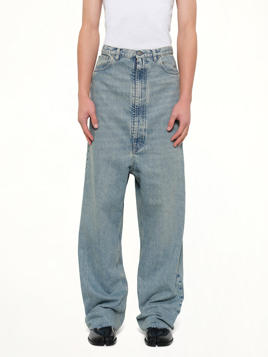 Dropped Crotch Jeans in Ice Blue