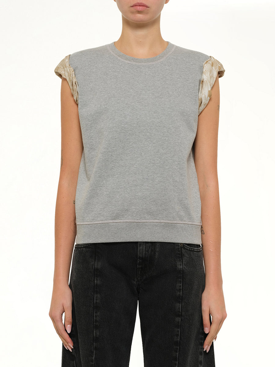 Exposed Lining Sweatshirt in Grey Melange