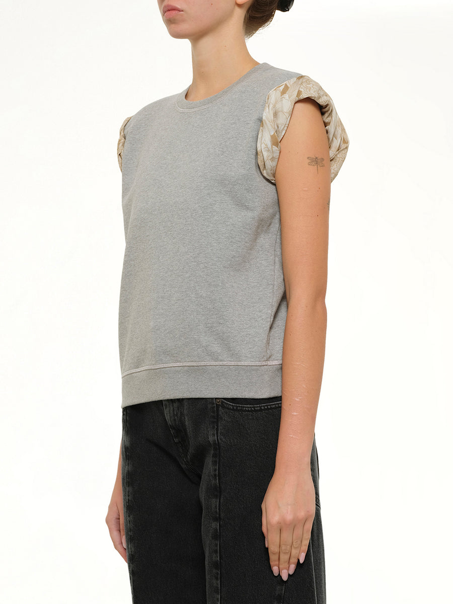 Exposed Lining Sweatshirt in Grey Melange