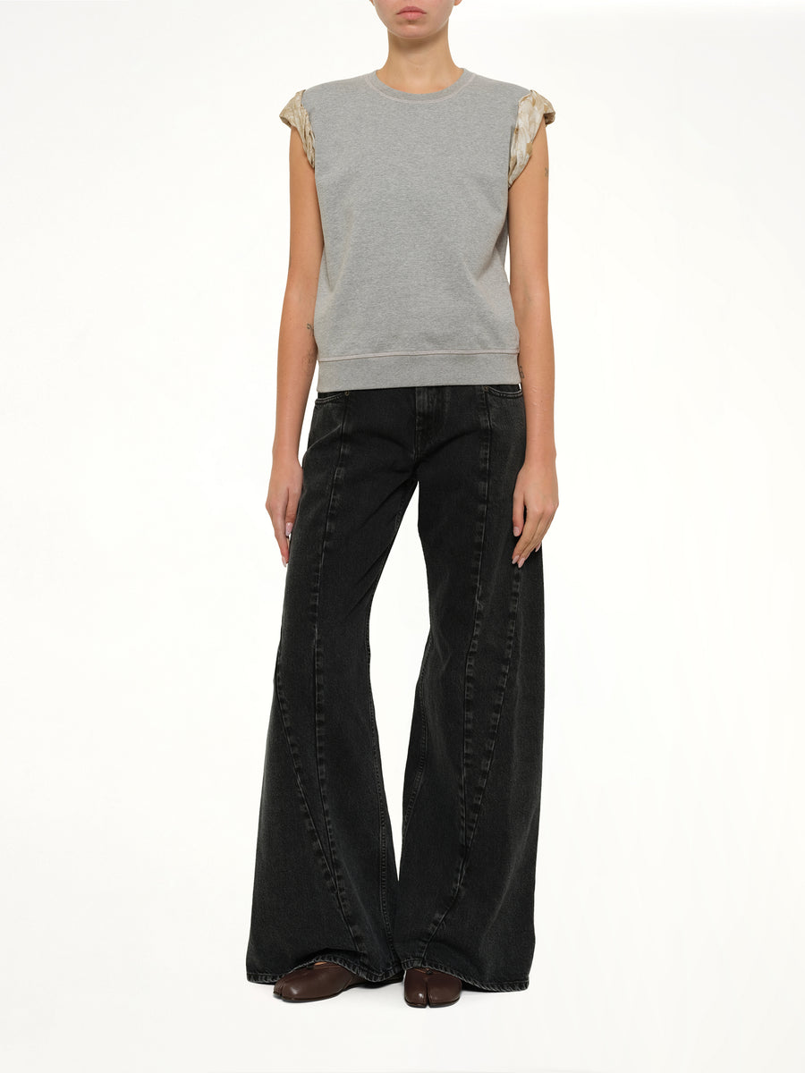 Exposed Lining Sweatshirt in Grey Melange