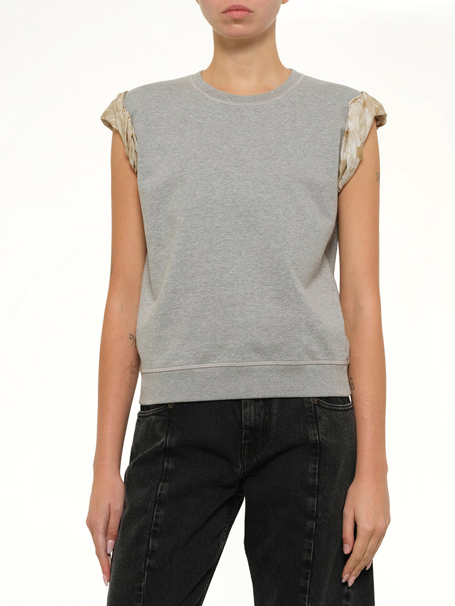 Exposed Lining Sweatshirt in Grey Melange