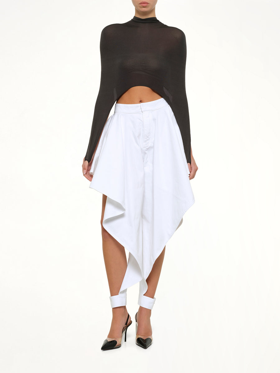 Panelled Pants in White Denim