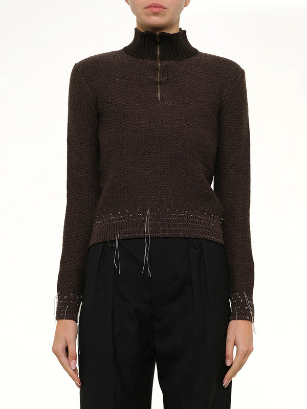 Quarter-Zip Sweater in Brown