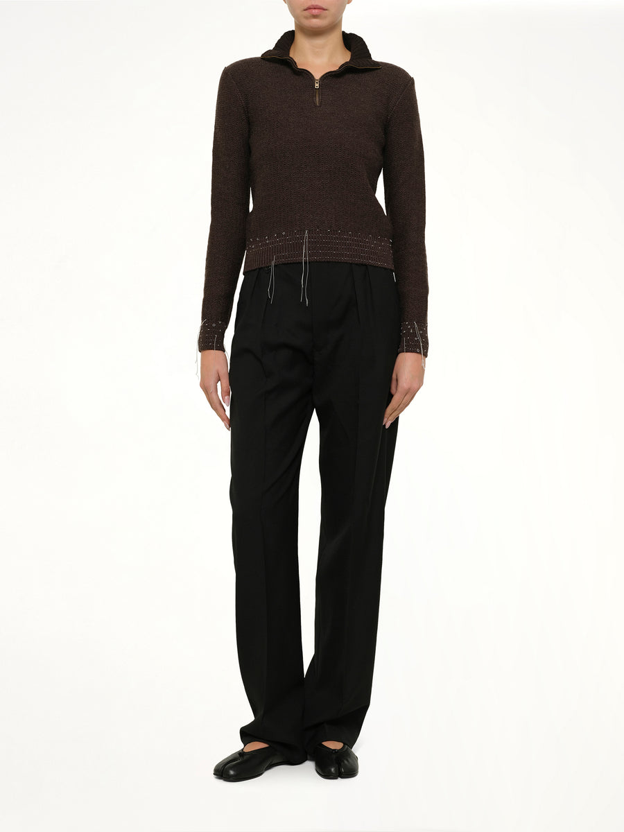 Quarter-Zip Sweater in Brown