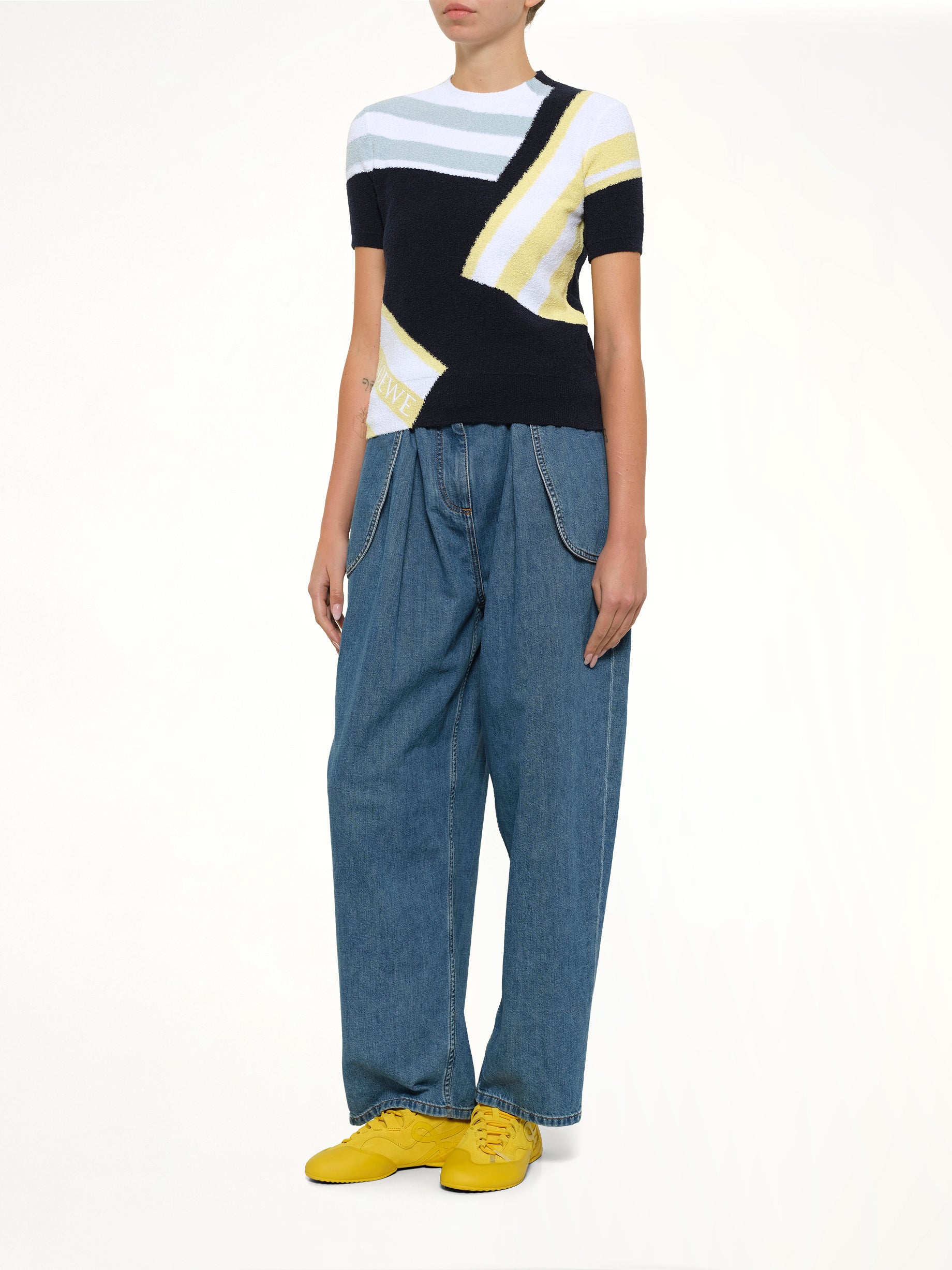 Short Sleeve Sweater in Blue/Multicolor