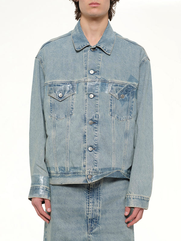 Tape Denim Jacket in Ice Blue