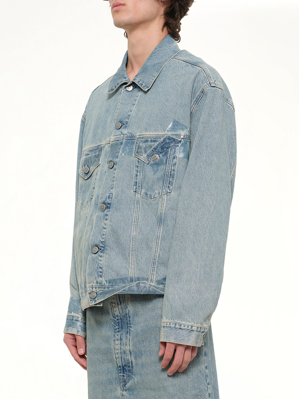 테이프 데님 재킷 아이스 블루