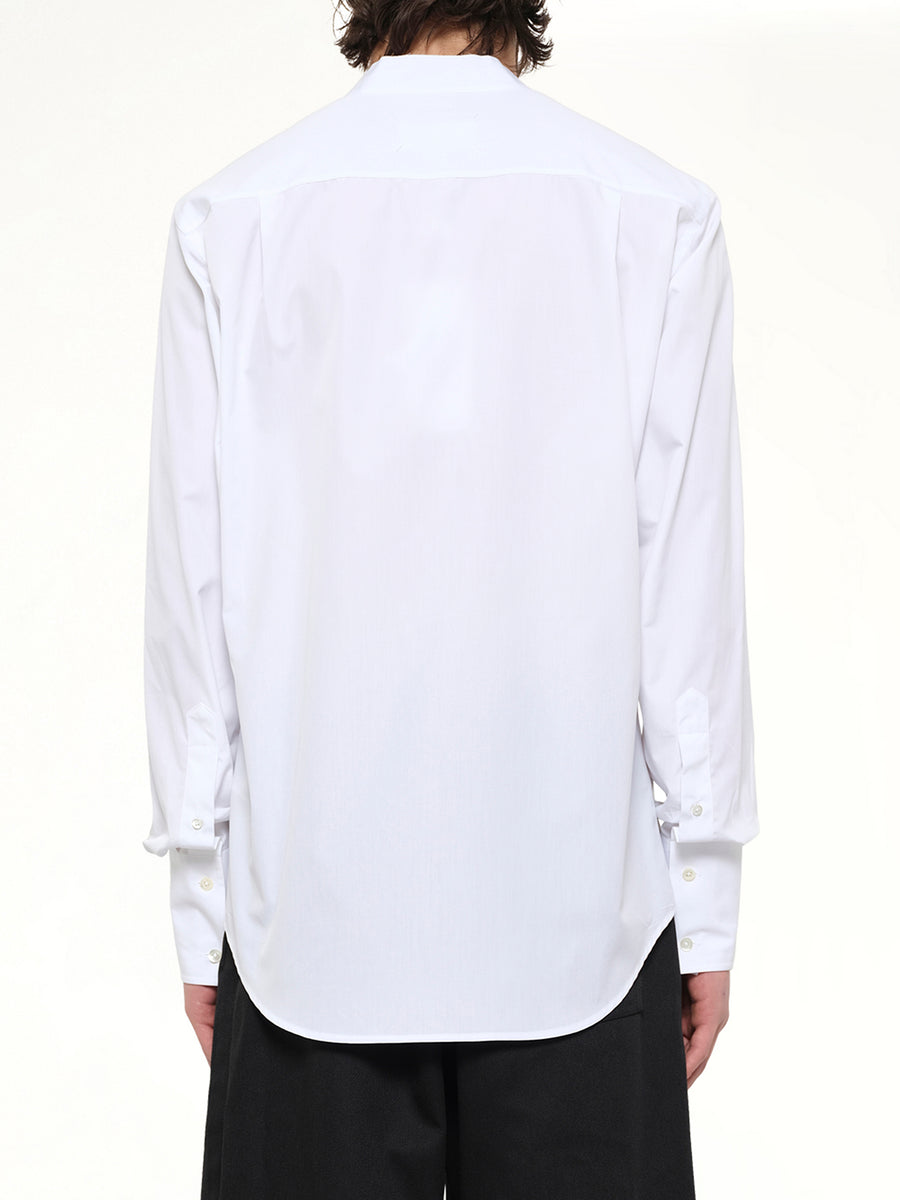 V Neck Long Sleeved Shirt in White