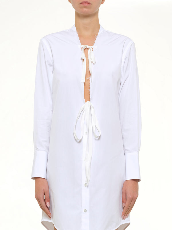 V Neck Midi Dress in White