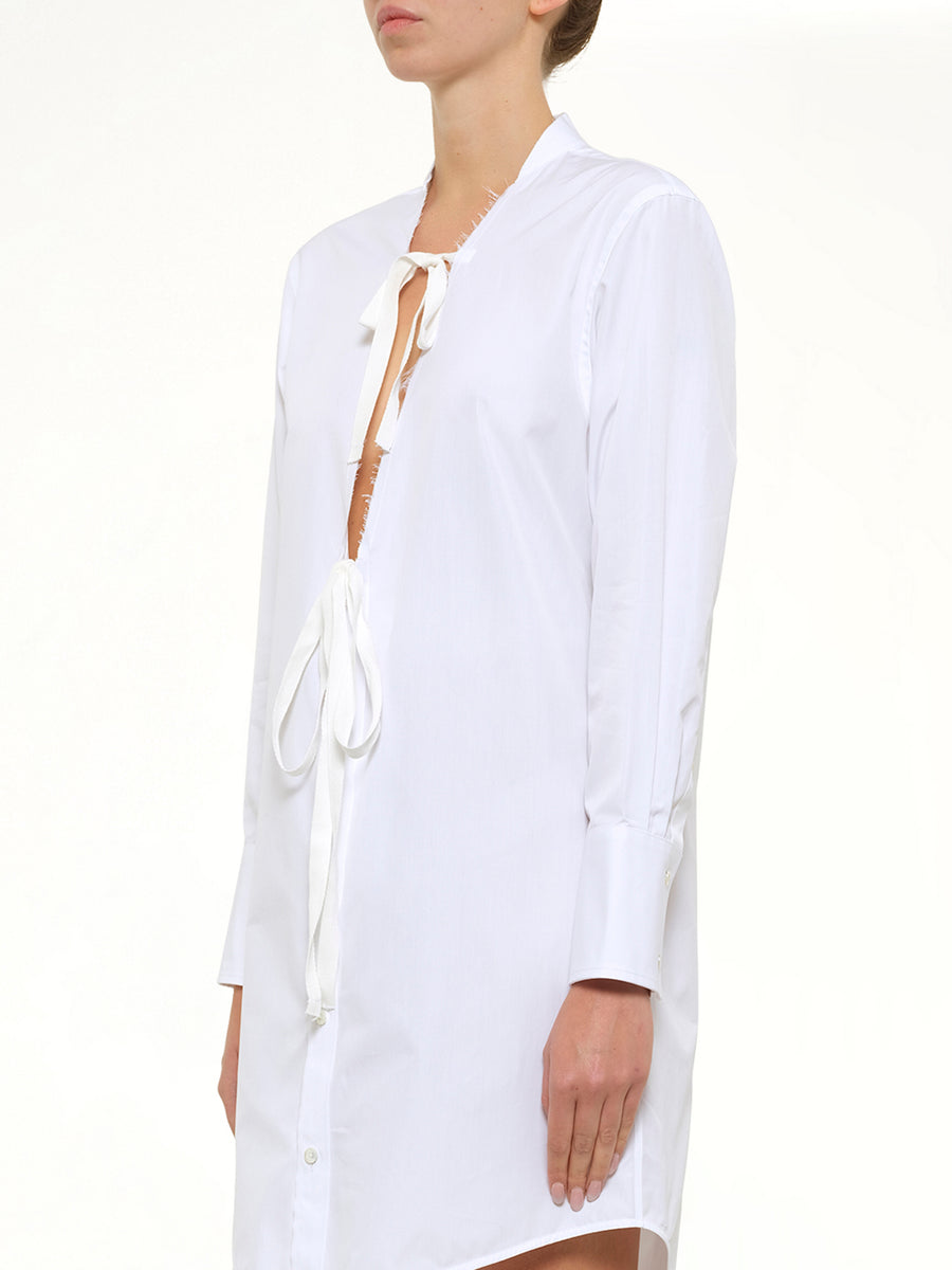 V Neck Midi Dress in White