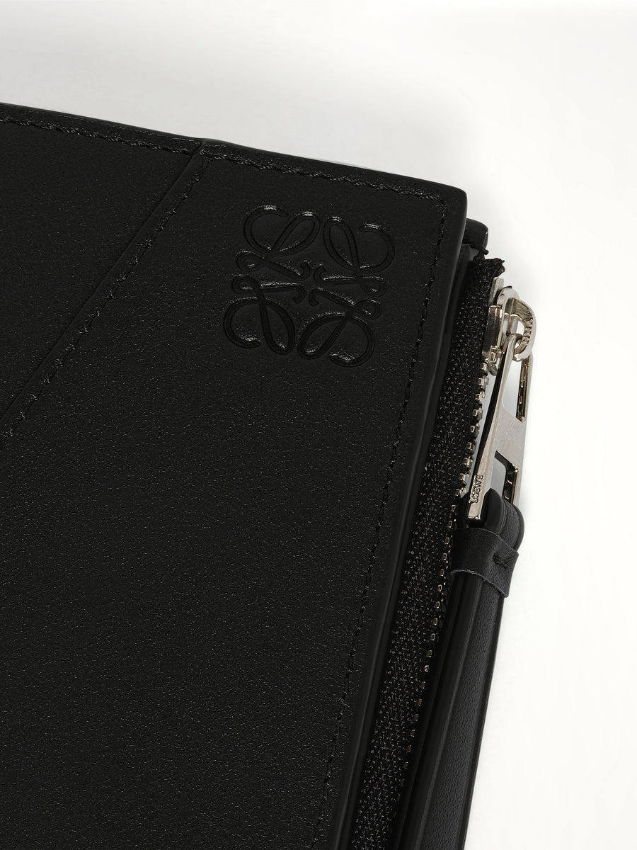 Puzzle Edge Slim Compact Wallet in Black