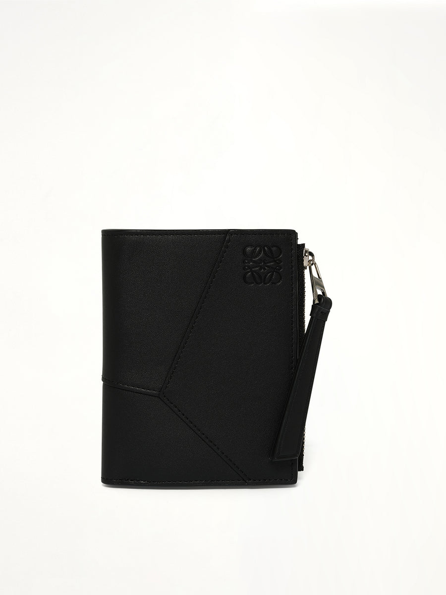 Puzzle Edge Slim Compact Wallet in Black