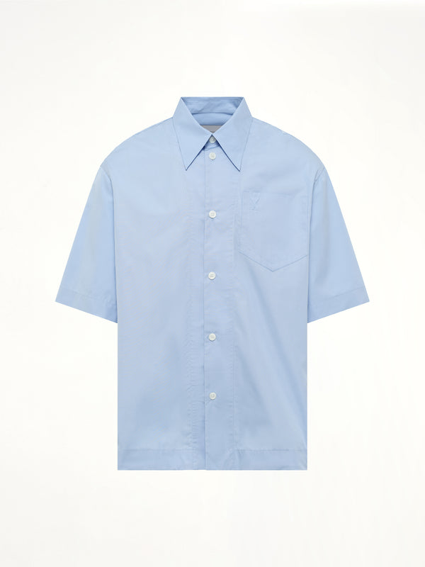 Camp Collar Short Sleeve Shirt in Blue