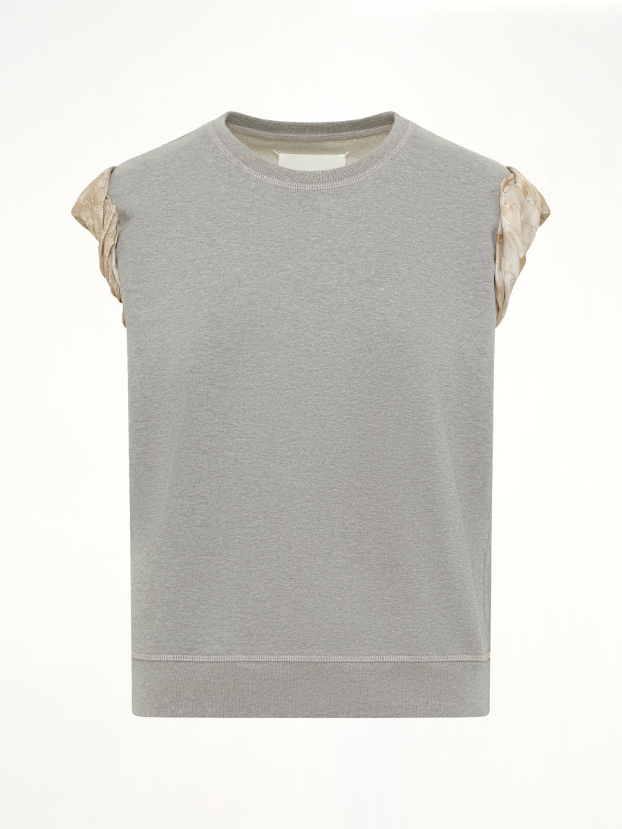 Exposed Lining Sweatshirt in Grey Melange