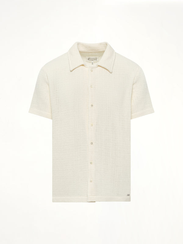 Linen Short Sleeve Shirt in Off White