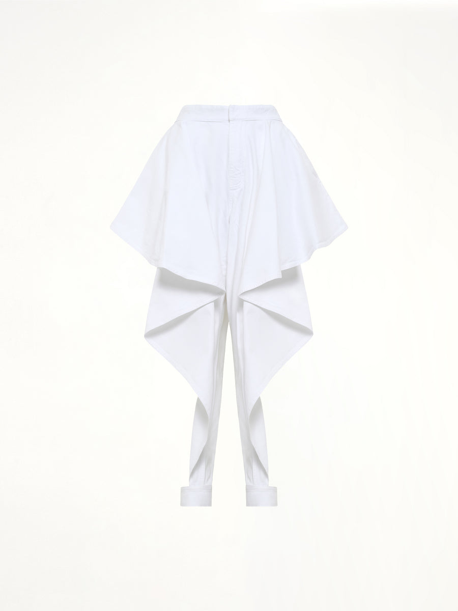 Panelled Pants in White Denim