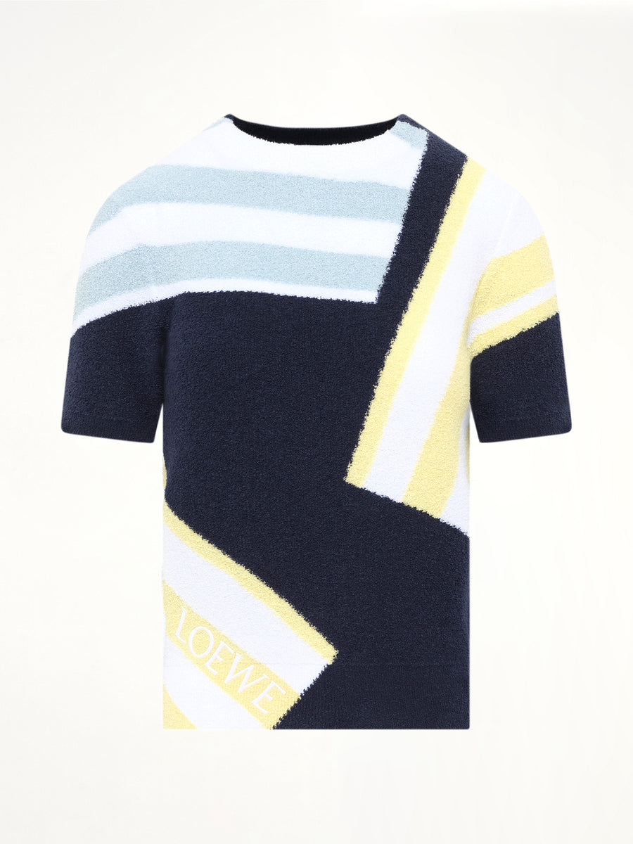 Short Sleeve Sweater in Blue/Multicolor