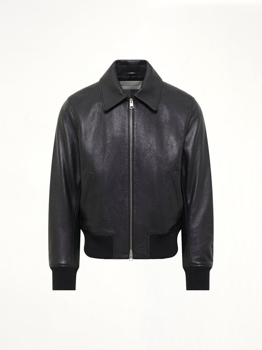 Zipped Leather Jacket in Black
