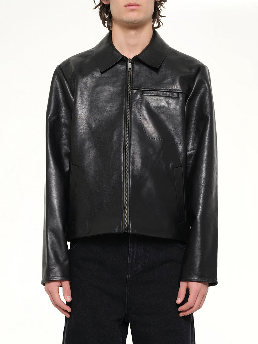 Cowhide Jacket in Black Leather