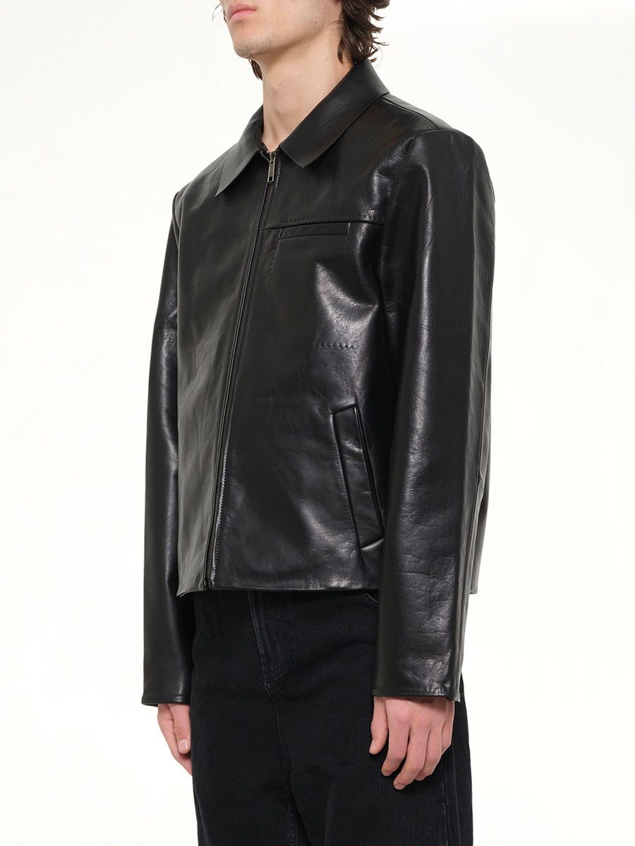 Cowhide Jacket in Black Leather