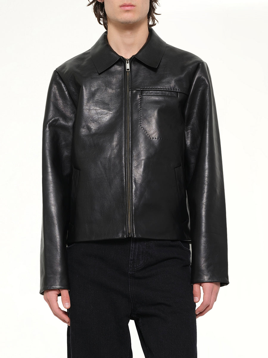 Cowhide Jacket in Black Leather