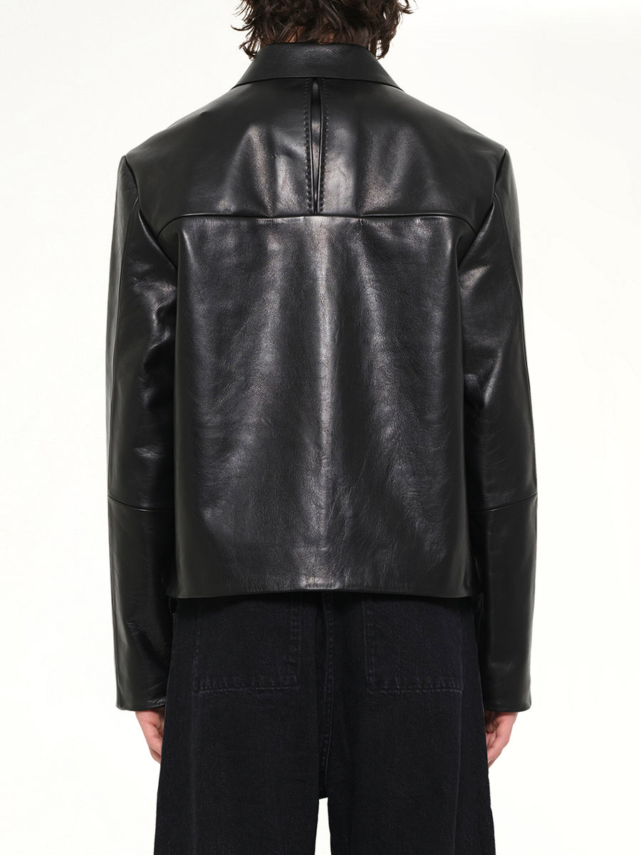 Cowhide Jacket in Black Leather