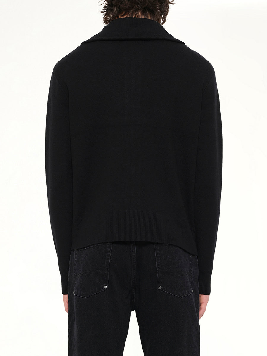 Knit Zip Up Jacket in Black