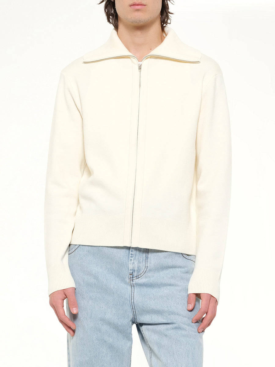 Knit Zip Up Jacket in Ivory