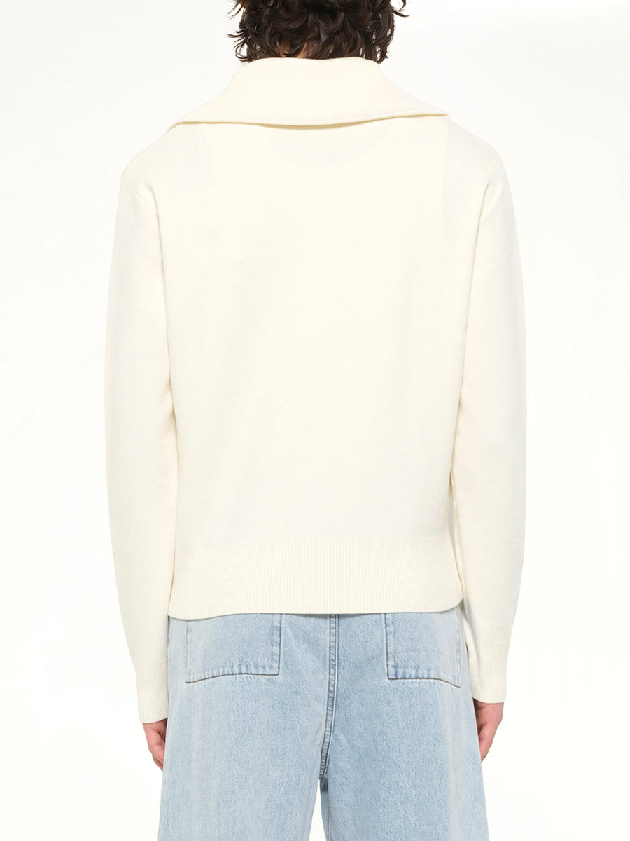 Knit Zip Up Jacket in Ivory