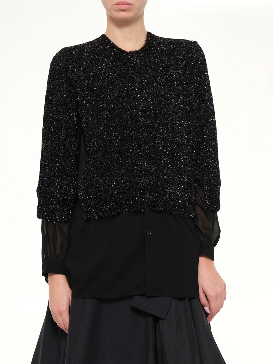 Lame Fur Cardigan in Black