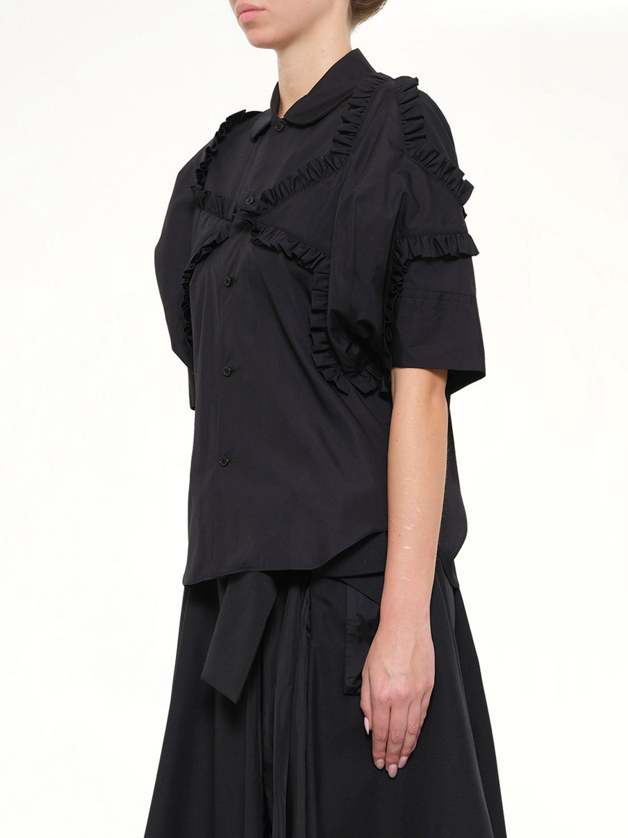 Star Embroidery Shirt in Black