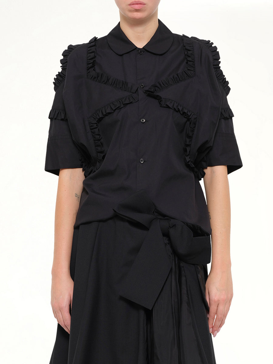 Star Embroidery Shirt in Black