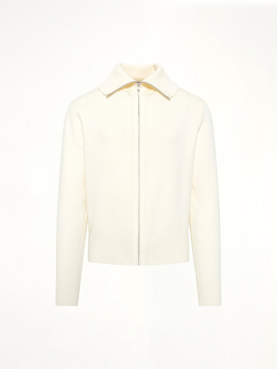 Knit Zip Up Jacket in Ivory