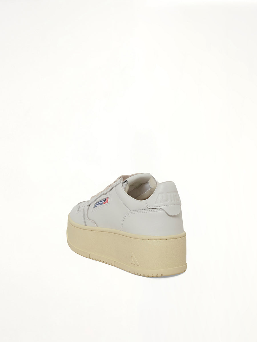 Platform Low Sneaker in White/White
