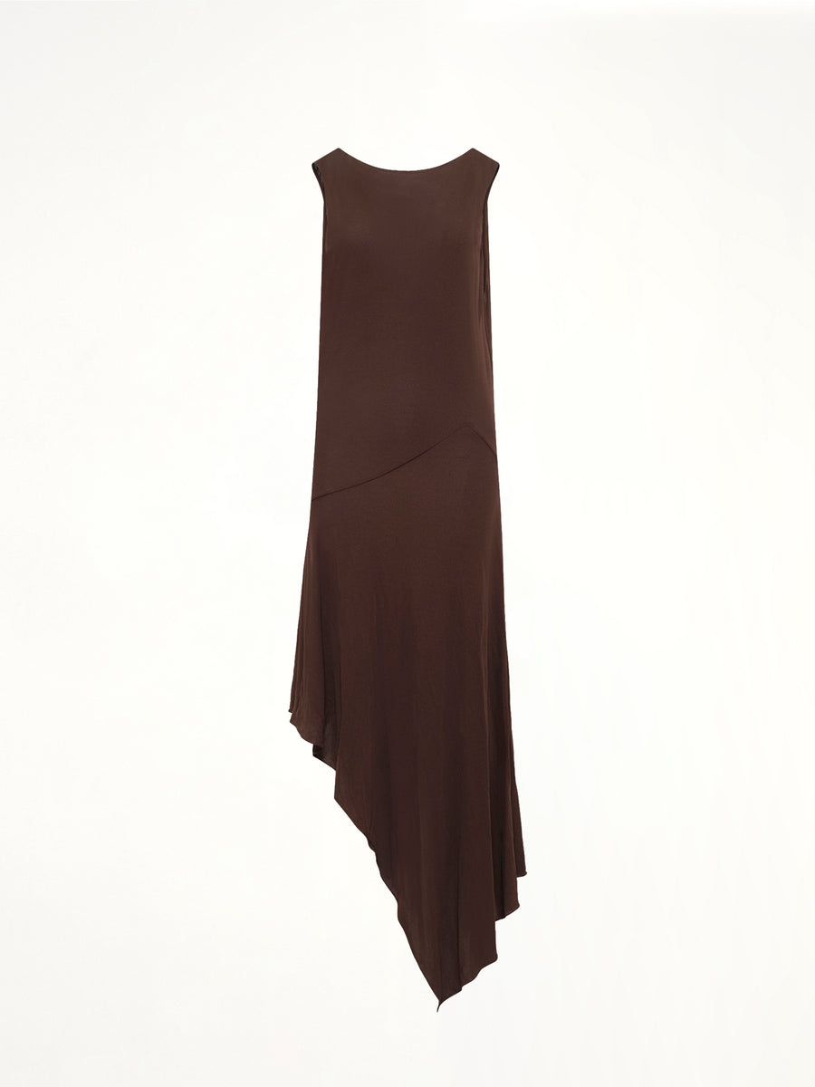 Jersey Crepe Backless Dress in Marroon Fonce