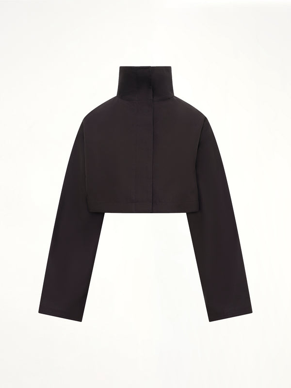 Silk Cotton Cropped Jacket in Black