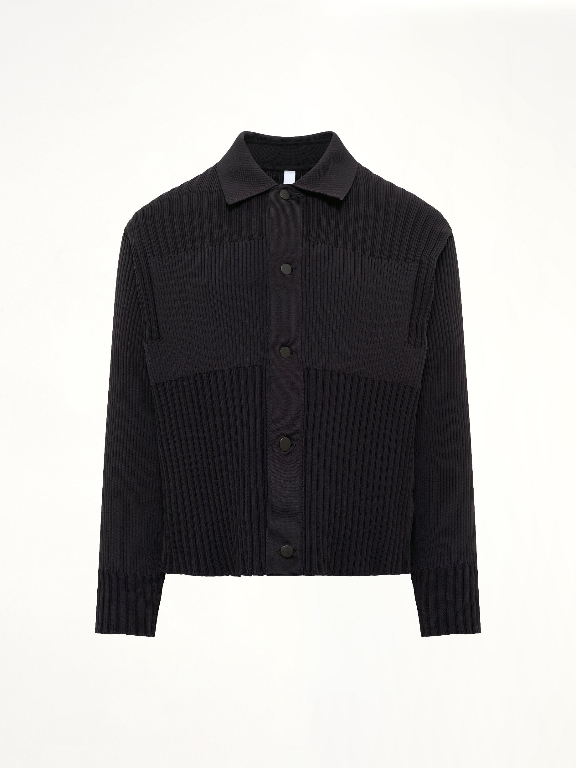 Fluted Shirt Collar Blouson in Black