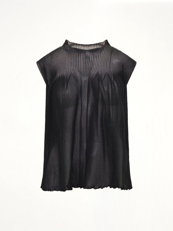 Hypha Lucent Glitter Sleeveless Bust Flare Top in Black