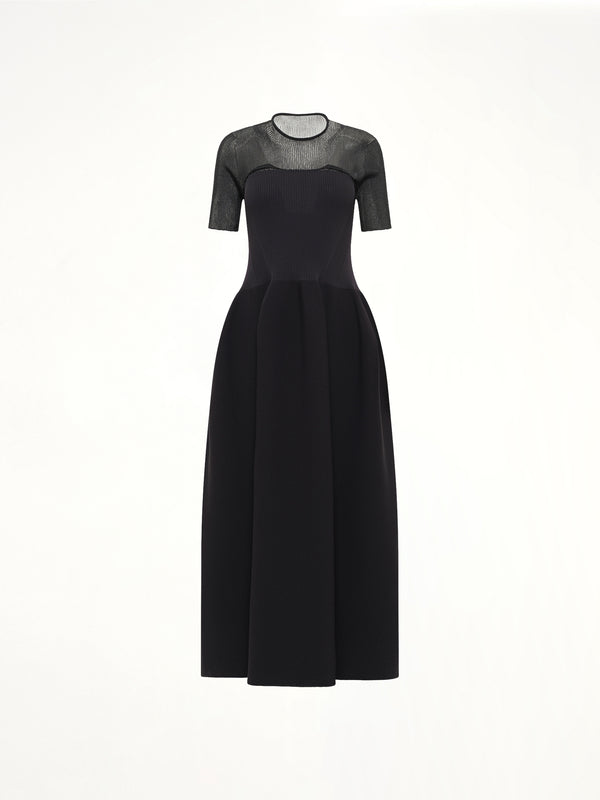 Pottery Lucent Decolletage Short Sleeve Dress in Black