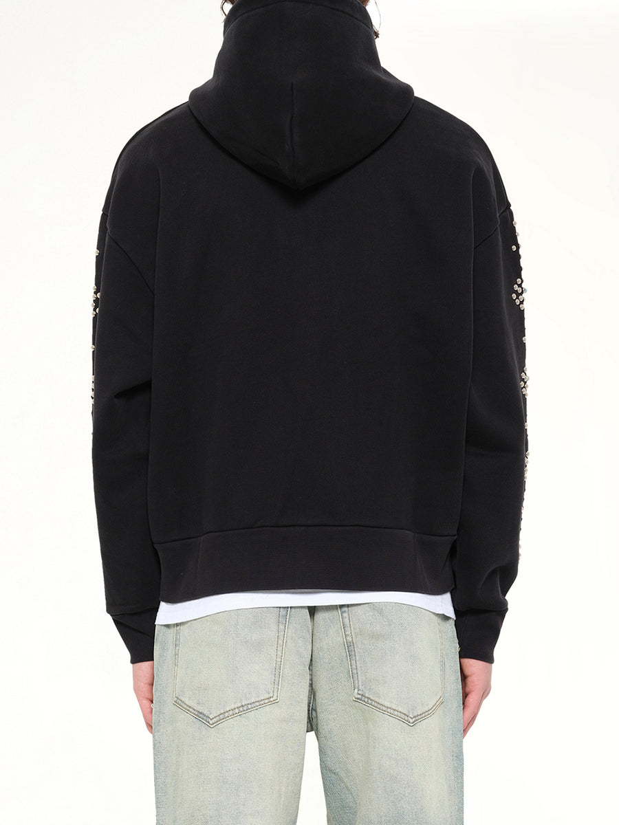 Dove Eye Studded Hoodie in Black