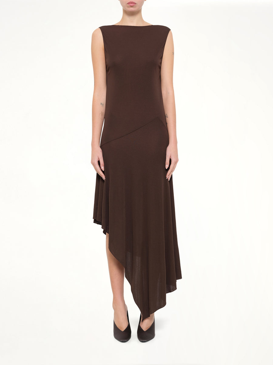 Jersey Crepe Backless Dress in Marroon Fonce
