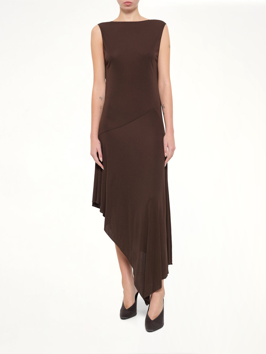 Jersey Crepe Backless Dress in Marroon Fonce