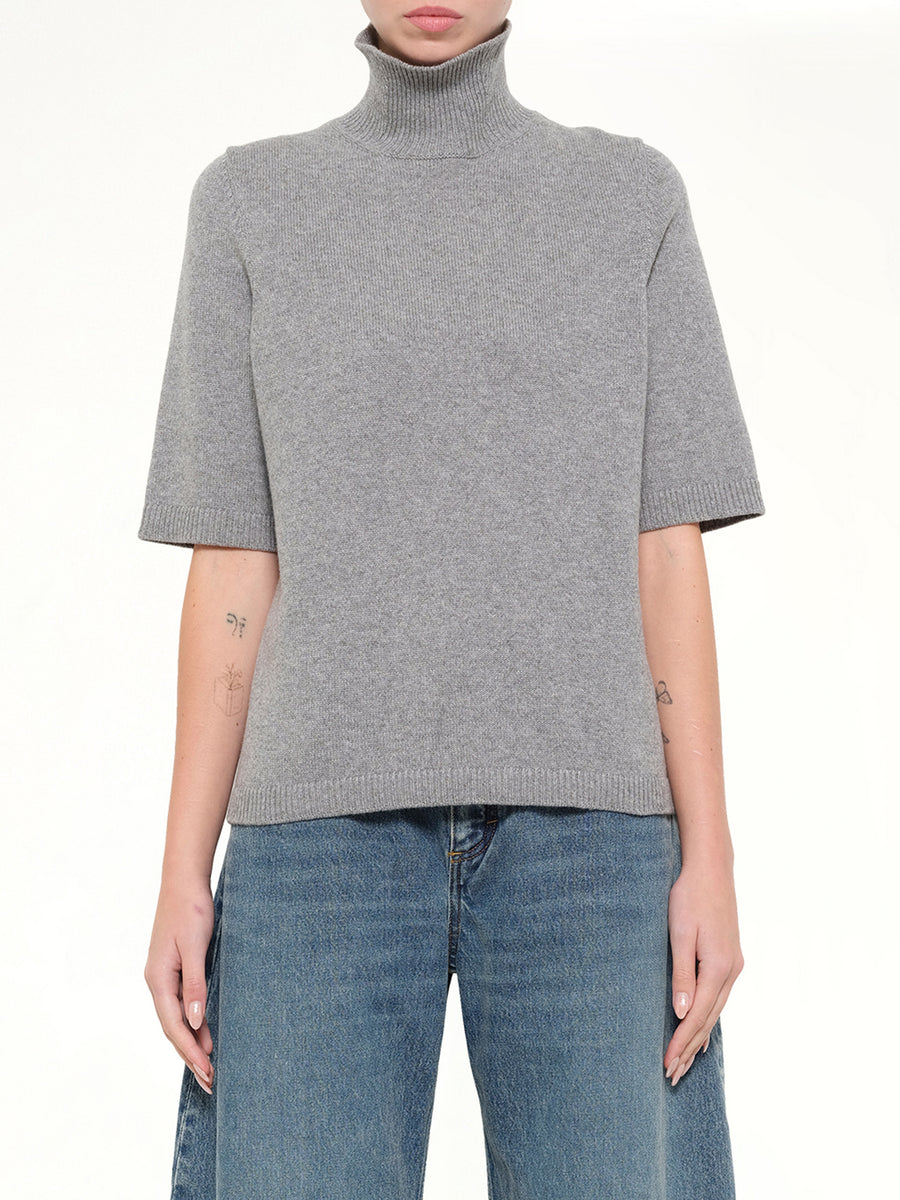 Light Cashmere Highneck Jumper in Heather Grey