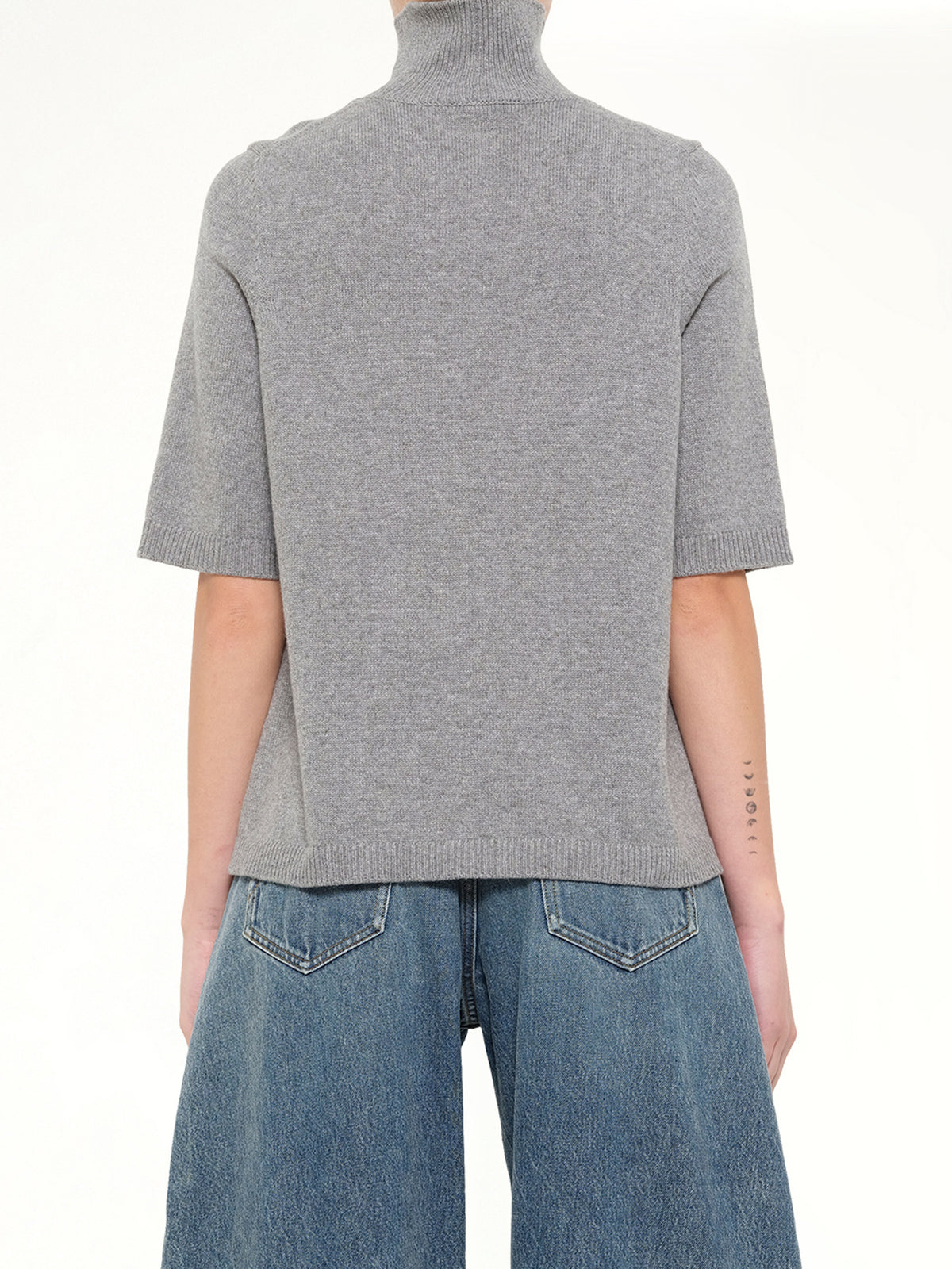 Light Cashmere Highneck Jumper in Heather Grey