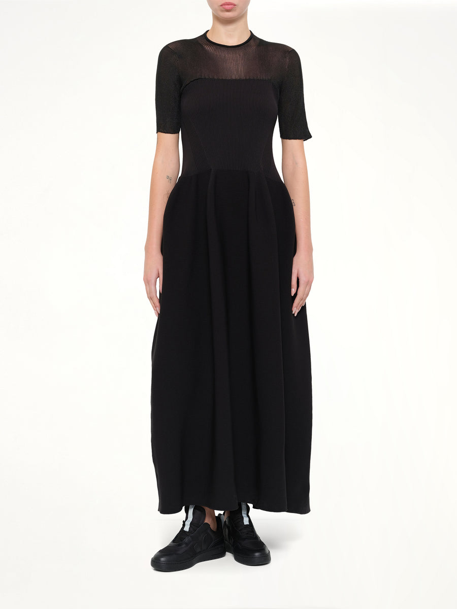 Pottery Lucent Decolletage Short Sleeve Dress in Black