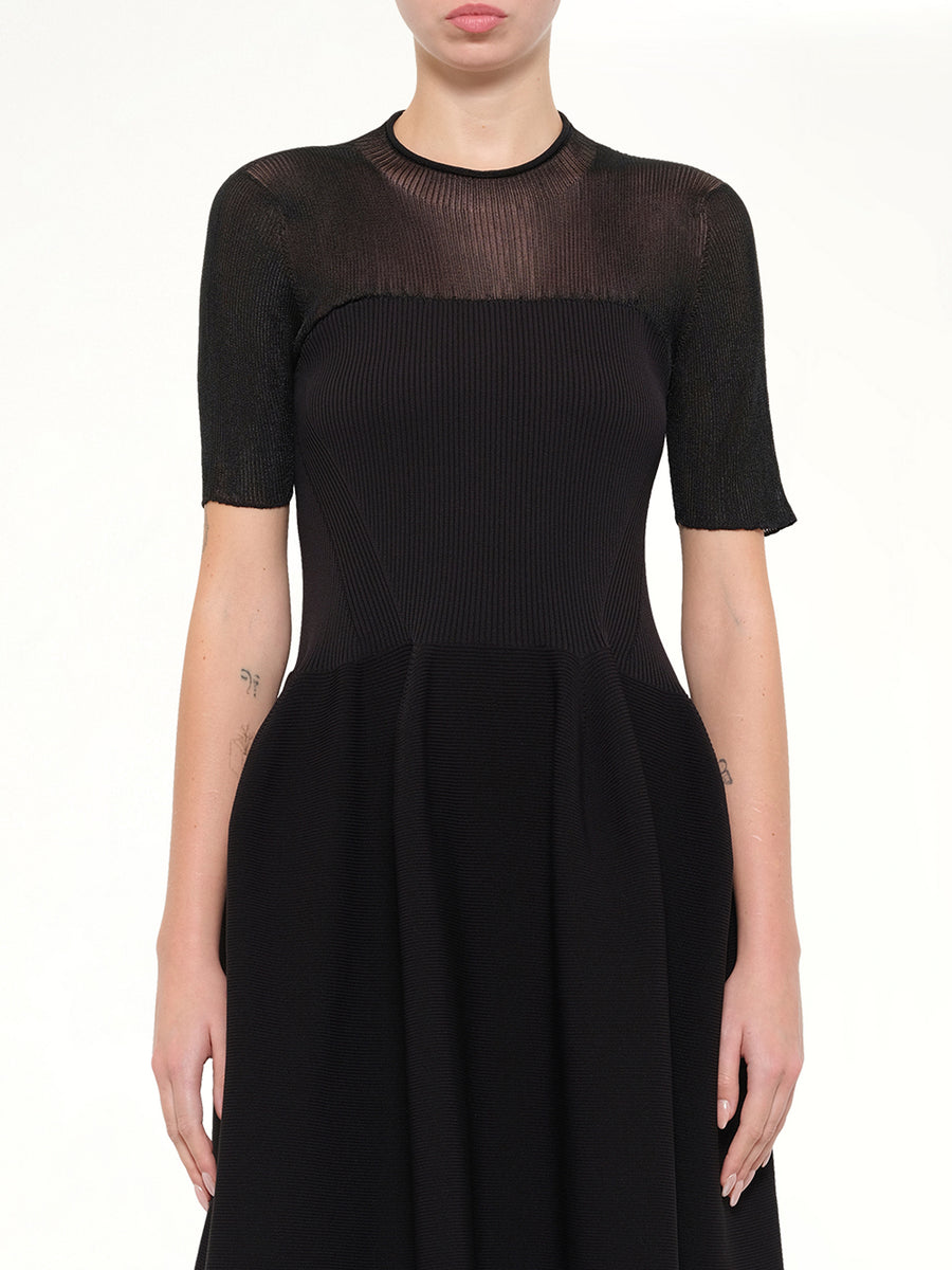 Pottery Lucent Decolletage Short Sleeve Dress in Black