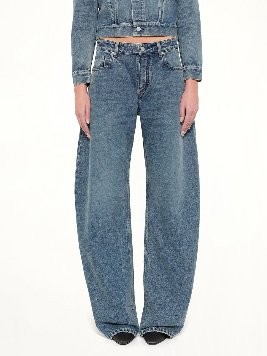 Round Denim Pants in Handsand Wash