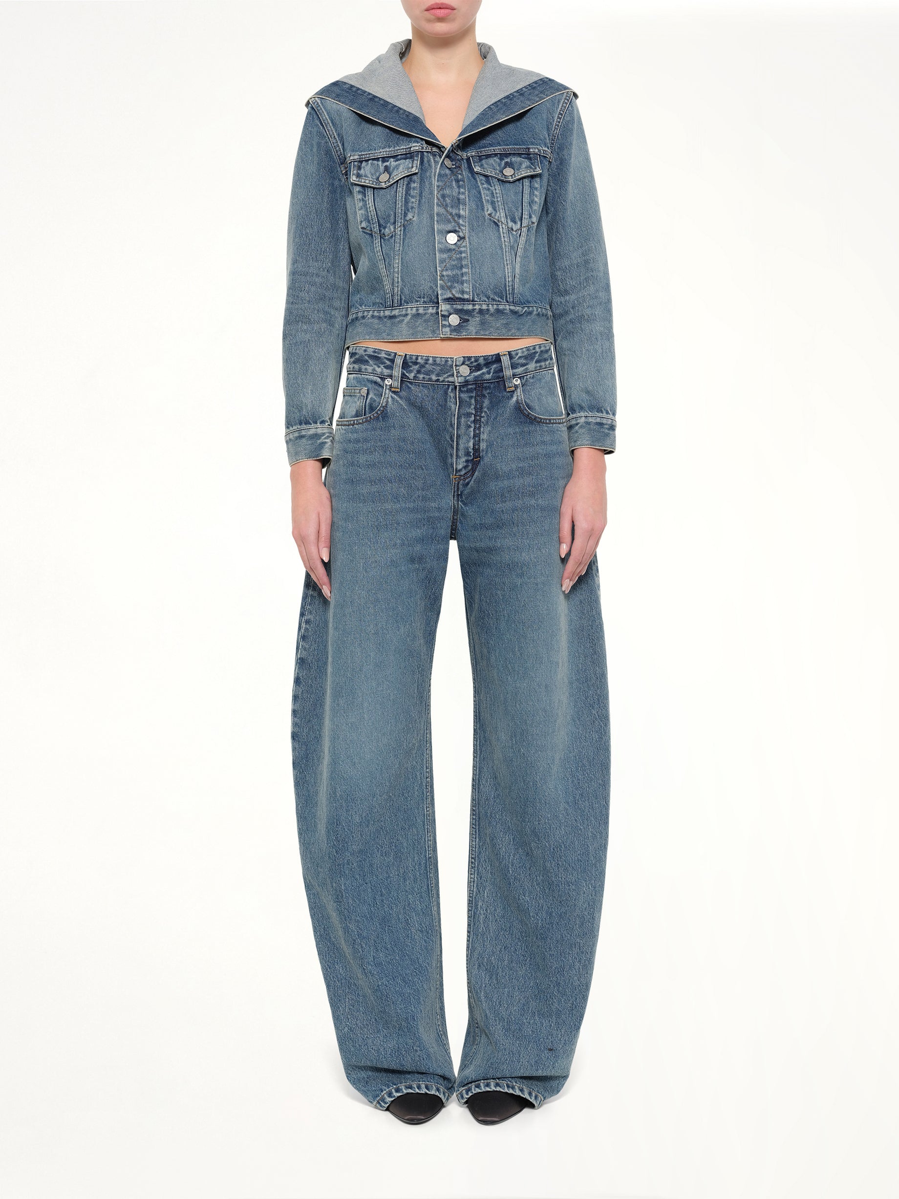 Round Denim Pants in Handsand Wash