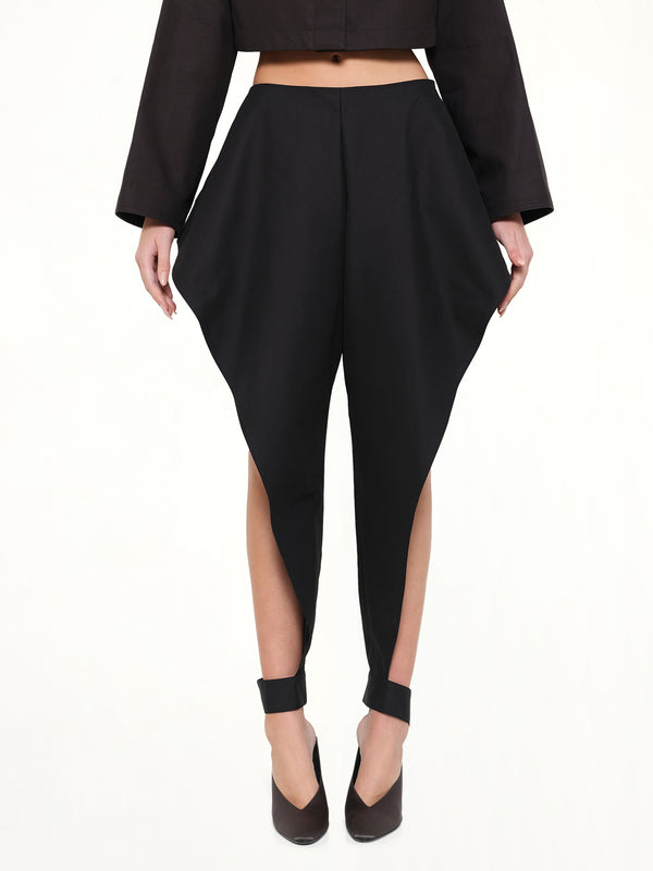 Tailored Viscose Triangle Pants in Black